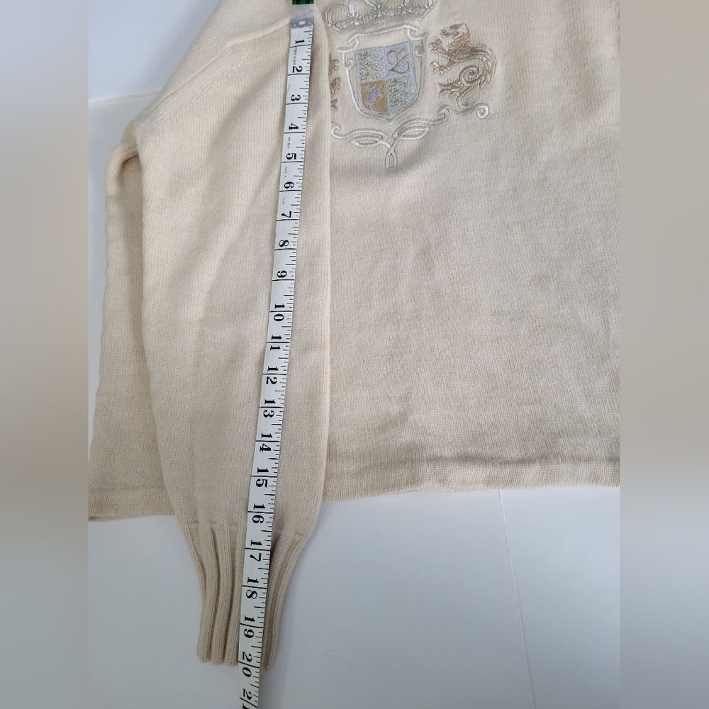 BODE Vintage Cream Colored Mock Neck Knitted Long Sleeve Pullover Sweater - Picture 5 of 8